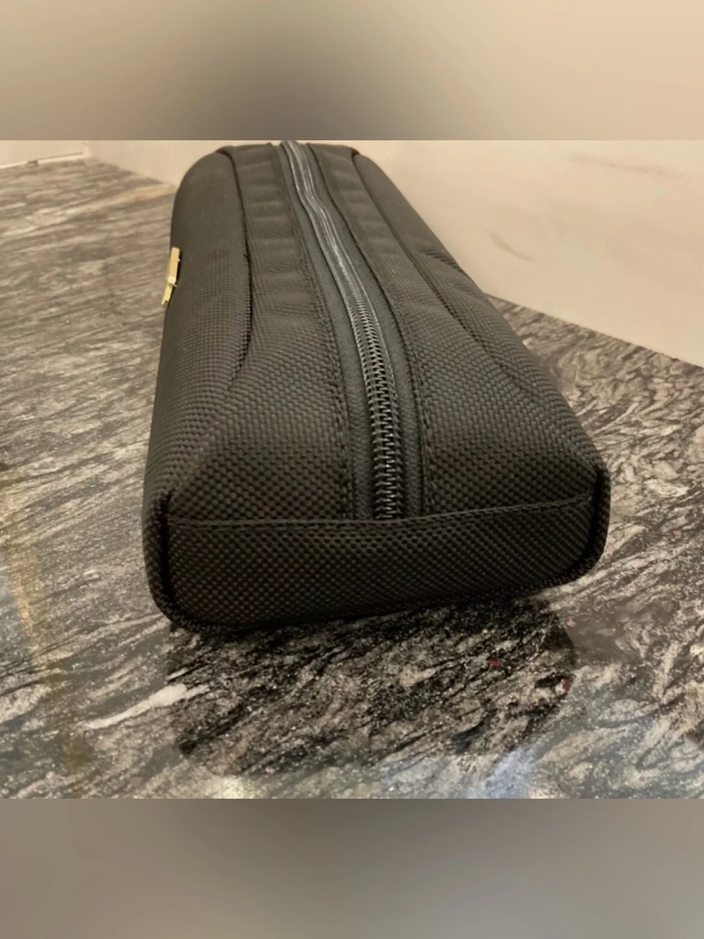 NEW - TUMI Zippered Pencil Case - Cord Pouch - Ballistic Nylon - BLACK w/ GOLD